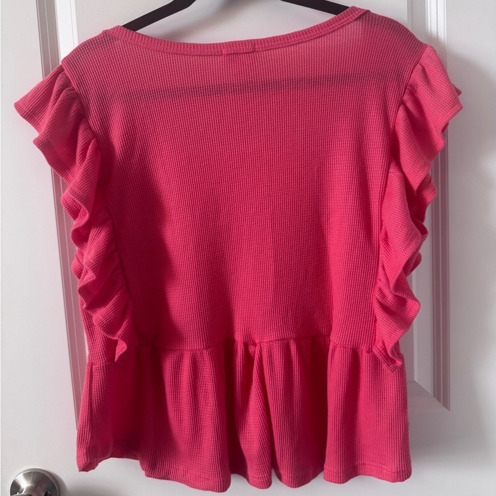 BiBi Pink Ruffle Sleeve Blouse Size Small - Picture 3 of 3